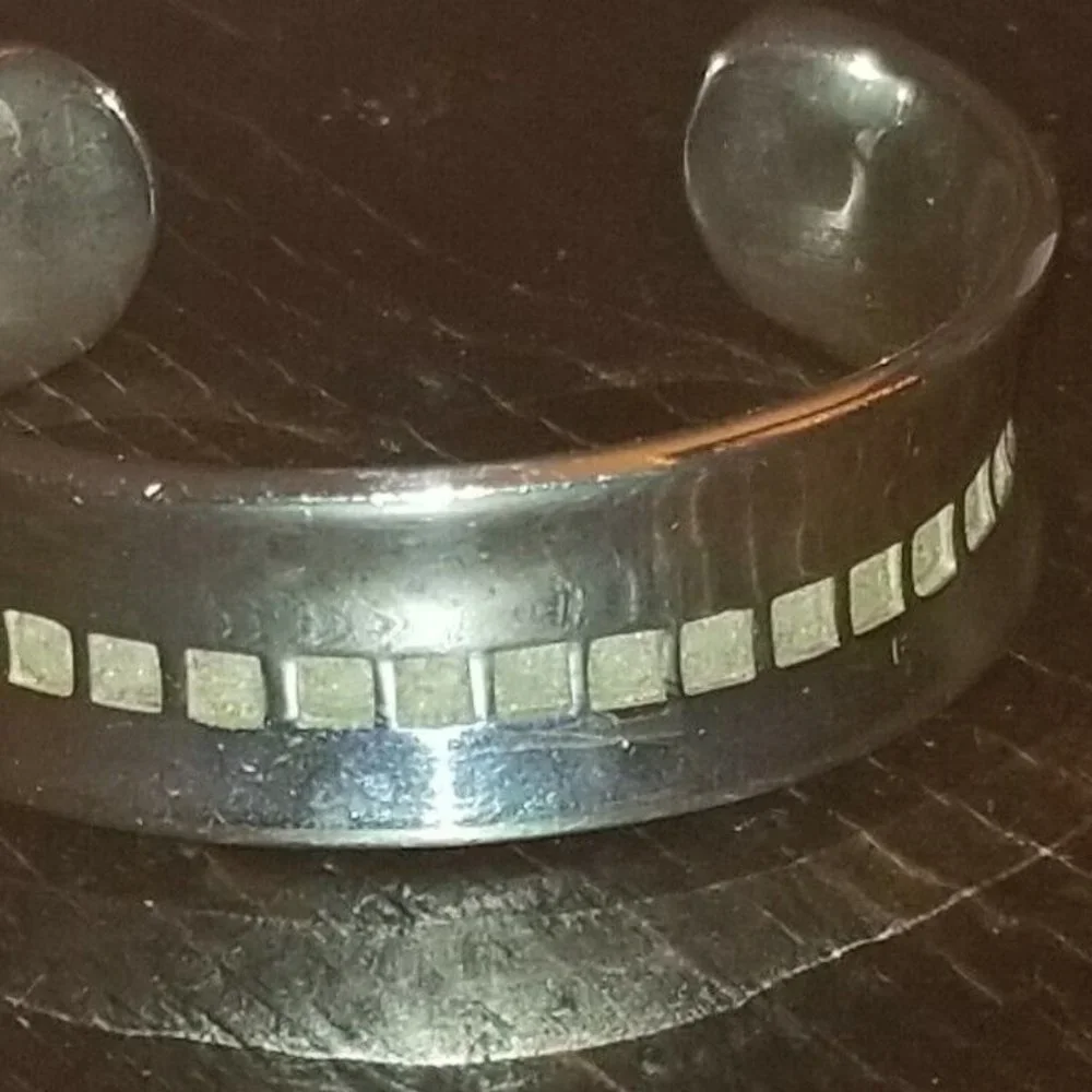 RARE VINTAGE 2004 BIRKS MAYORS 925 SILVER LINKS IMPRESSIONS CUFF BANGLE BRACELET